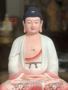 Tượng Phật A Di Đà Poly Áo Gấm Đỏ ADD-018